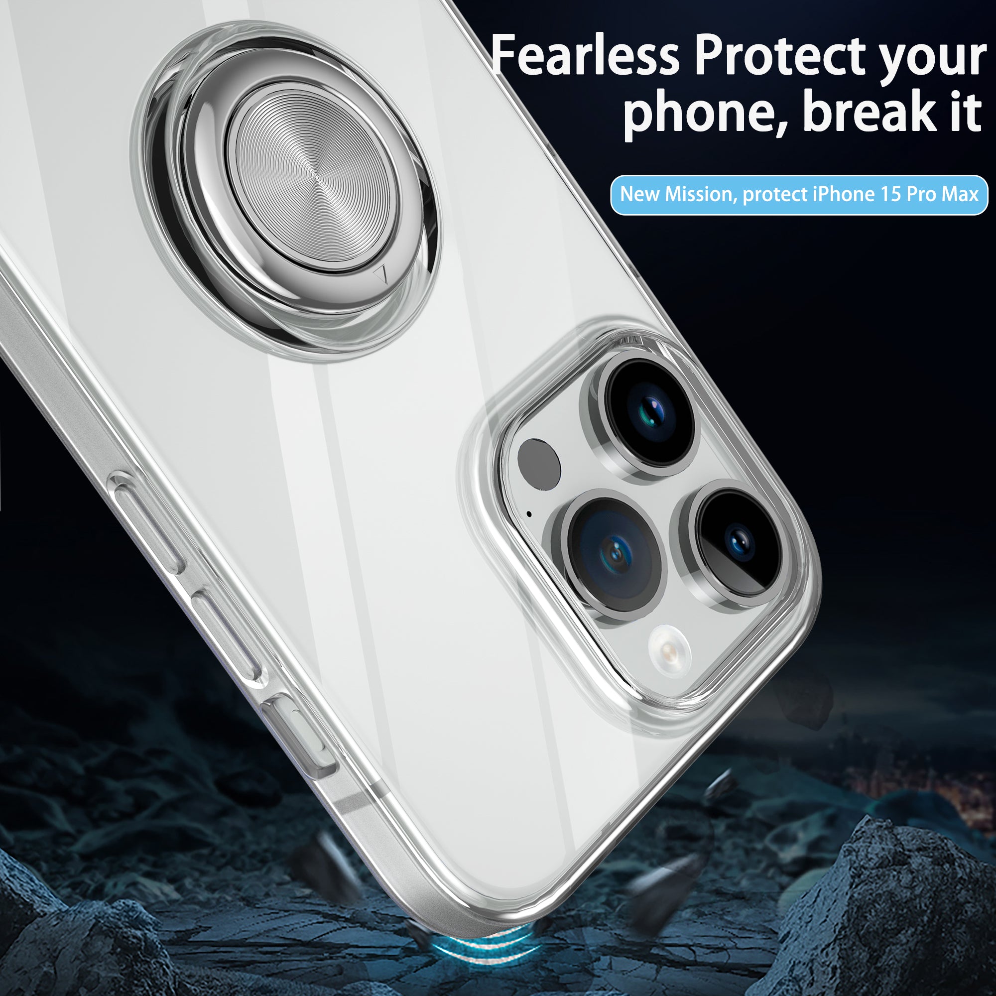 For iPhone 15 Pro Max Soft TPU Clear Case Anti-Drop Cell Phone Protective Cover with Kickstand For iPhone 15 Pro Max Soft TPU Clear Case Anti-Drop Cell Phone Protective Cover with Kickstand